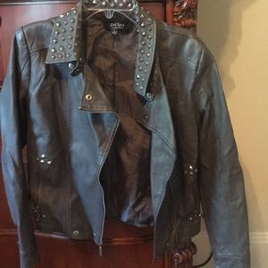 K Dash by Kardashian gray studded leather jacket